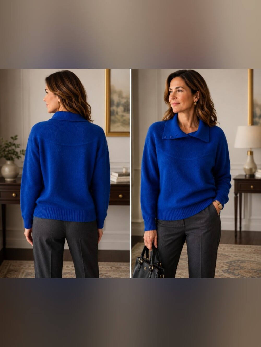 vintage quri angora lambswool blue collared pullover sweater size s